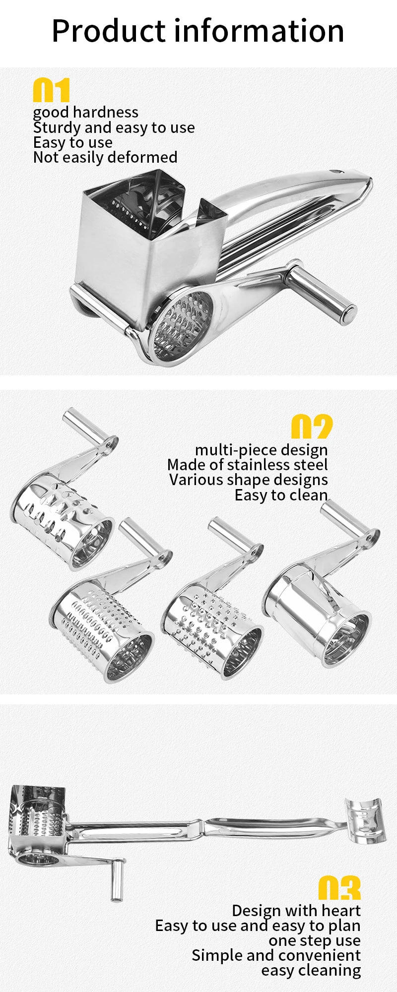 Holaroom Stainless Steel Cheese Slicer Shredder Drums Blades