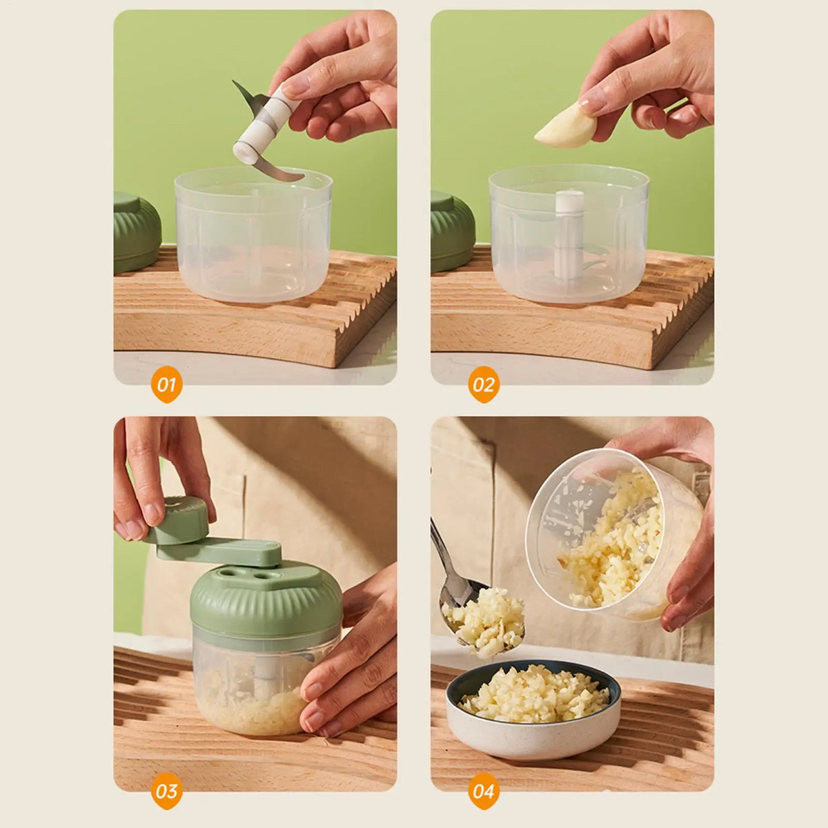 Vegetable Chopper Small Food Processor Hand-Cranked Food Chopper