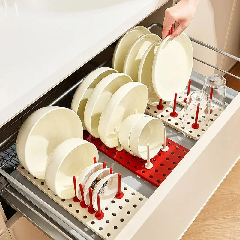 Organizer Dish Draining Drying Rack Telescopic Plate Bowl