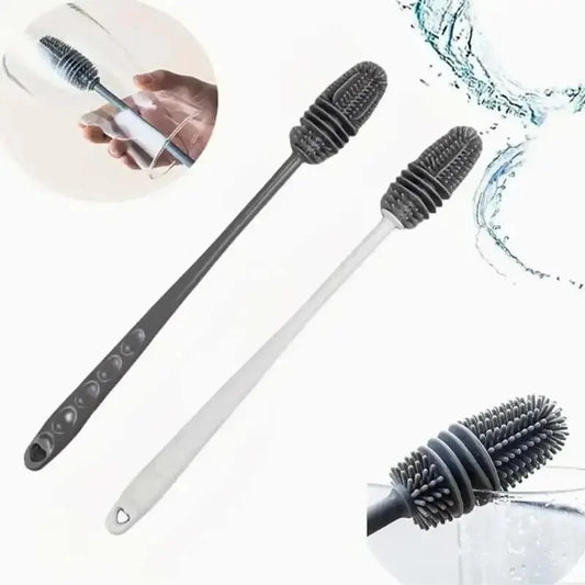 1/2pcs Long Handle Silicone Bottle Brush Cleaning Brush