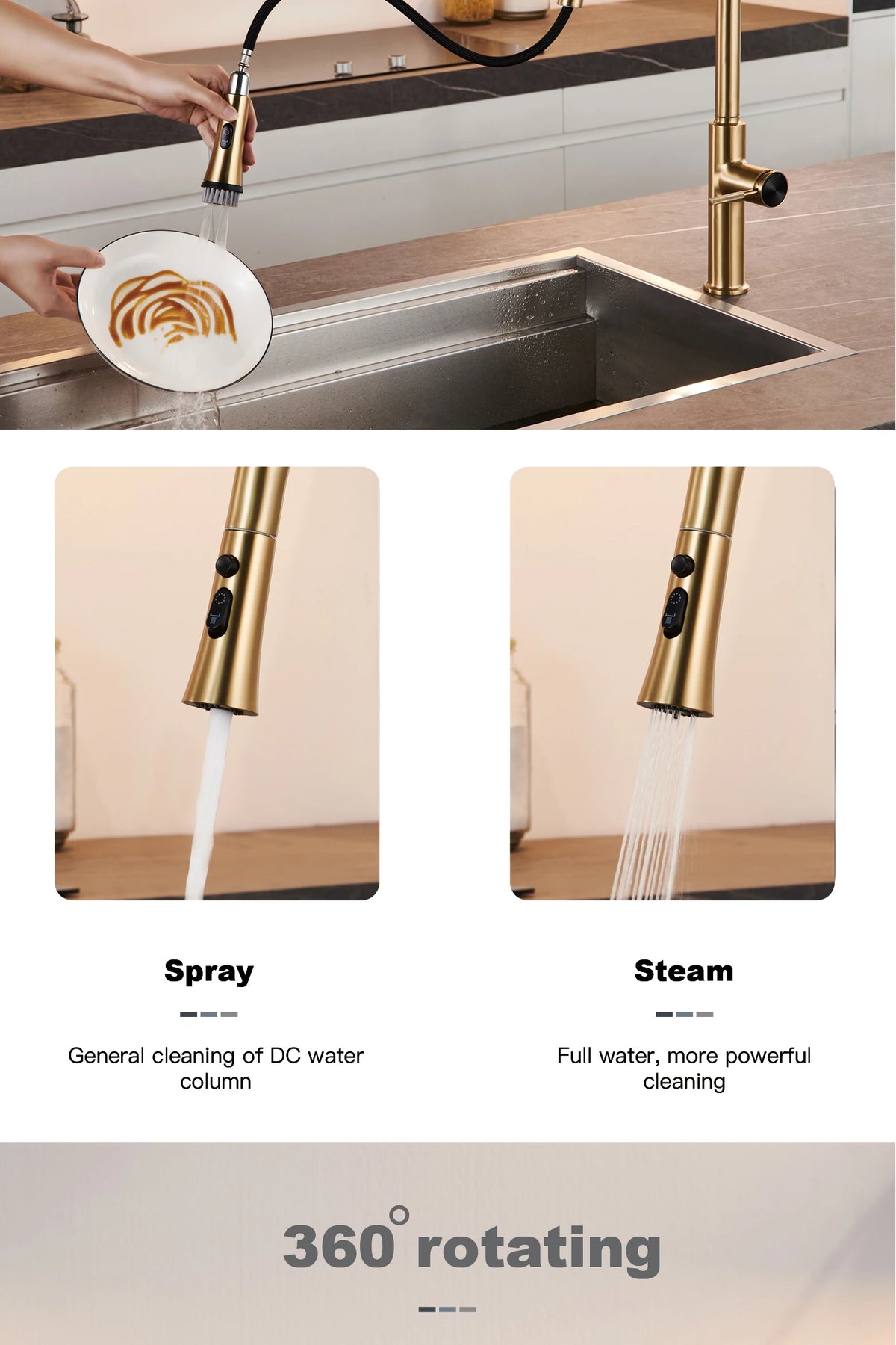 Aitana Pull Out Design Gun Grey Faucet Simple