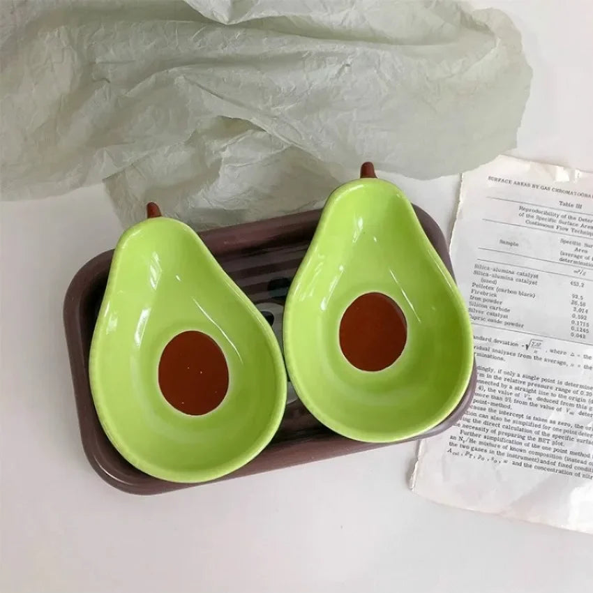 Creative Avocado Shaped Ceramic Dish Fruit Salad Plate