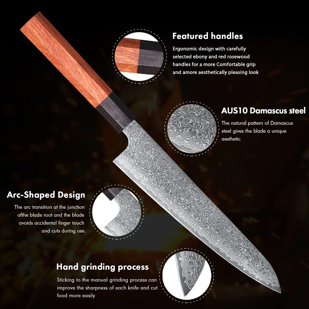 Turwho Hand Forged Japanese Chef Knife Damascus Steel
