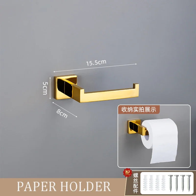 Polished Golden Bathroom Hardware Hook Towel Bar Toilet