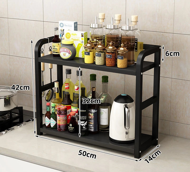 1pc 2-Tier Metal Countertop Shelf Space Saving Organizer