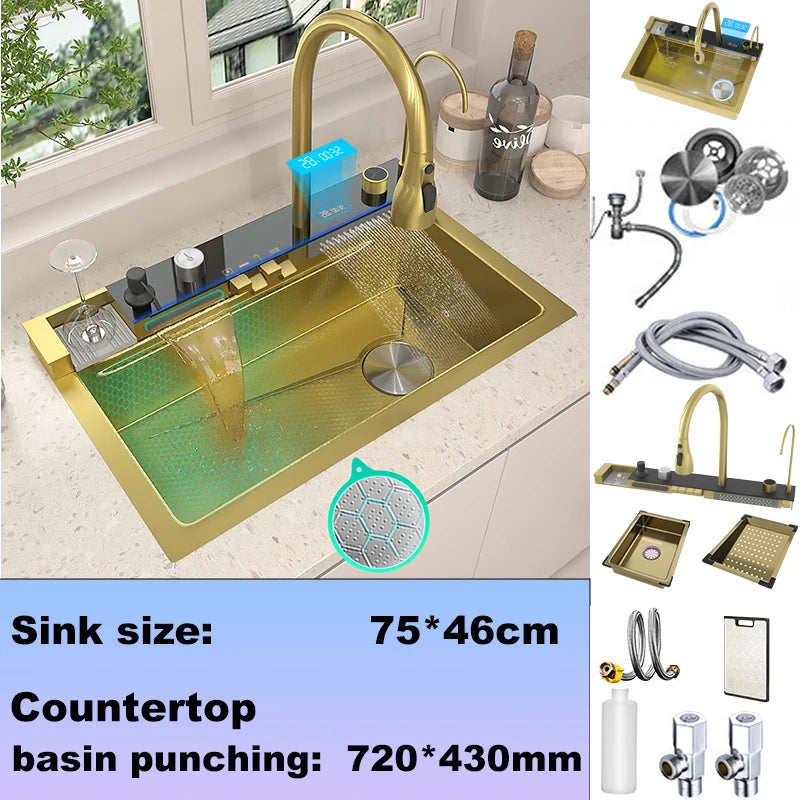 Modern Stainless Steel Sink Sinks Digital Display Large