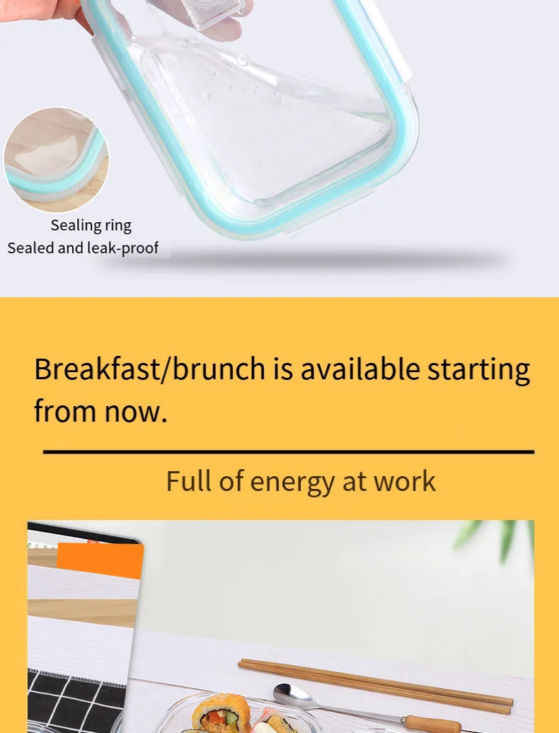 Transparent Glass Food Storage Container Heat Resistant Microwave