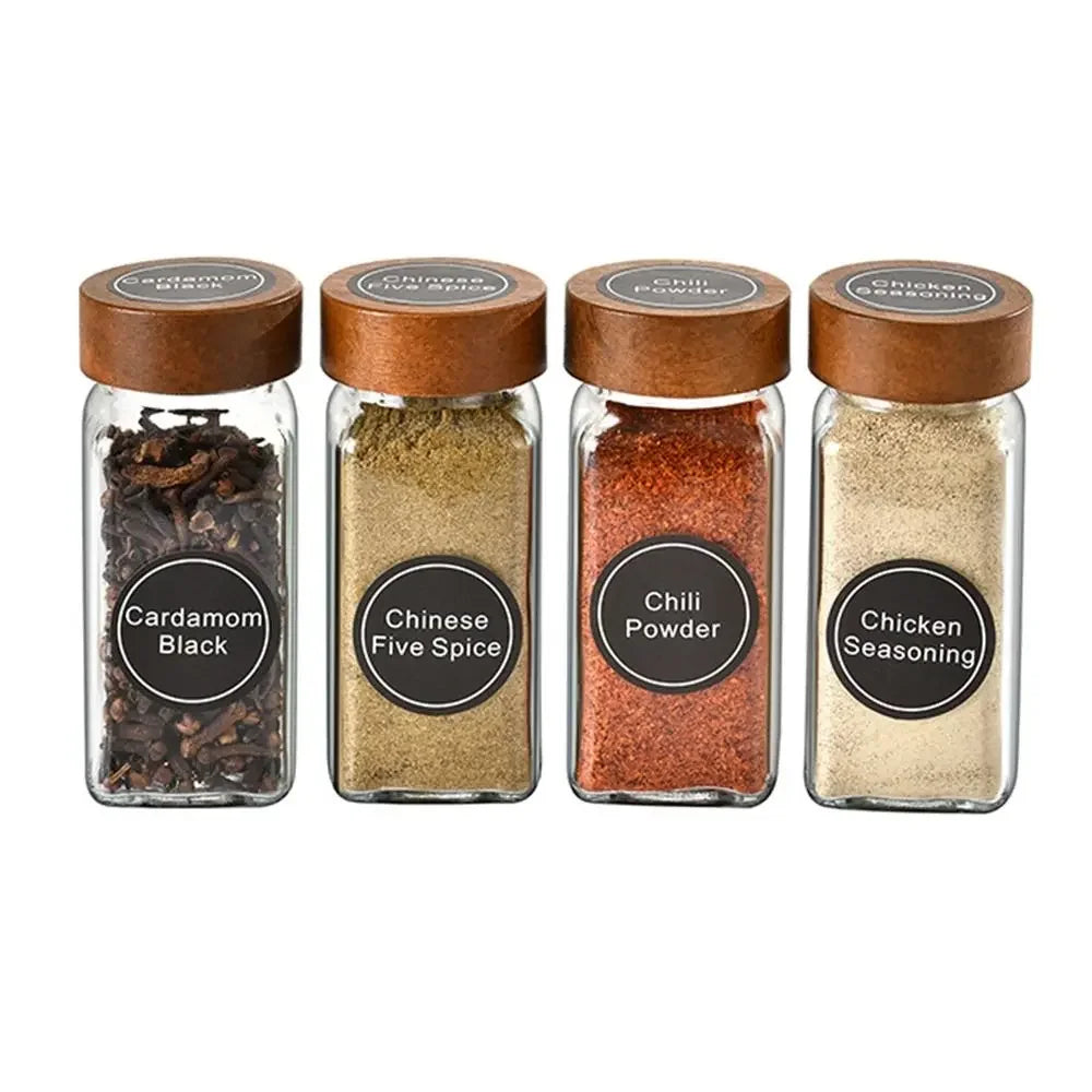 Square Spice Jars Wooden Lid Spice Jars Shaker