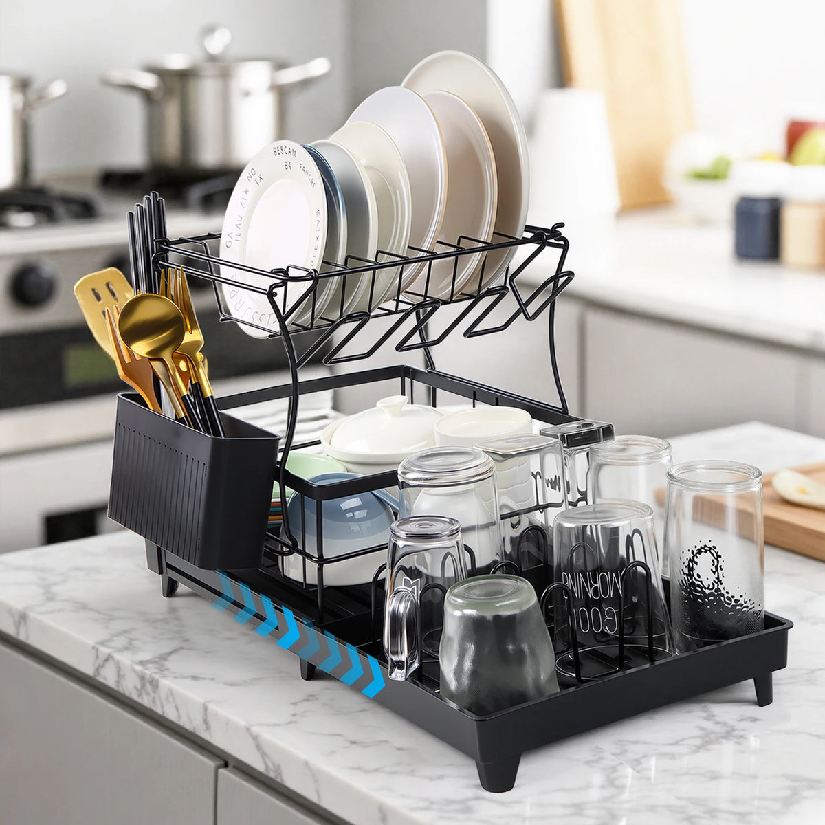 Tier Dish Drainer Rack - Dish Rack Utensil