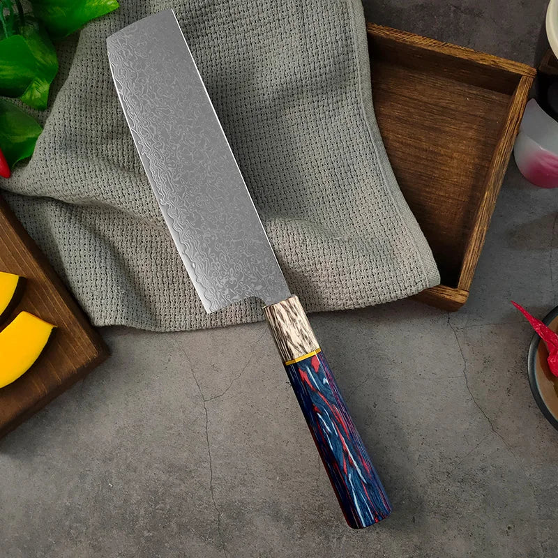 Damascus Knives Meat Cleaver Wooden Handle Chef Slicng