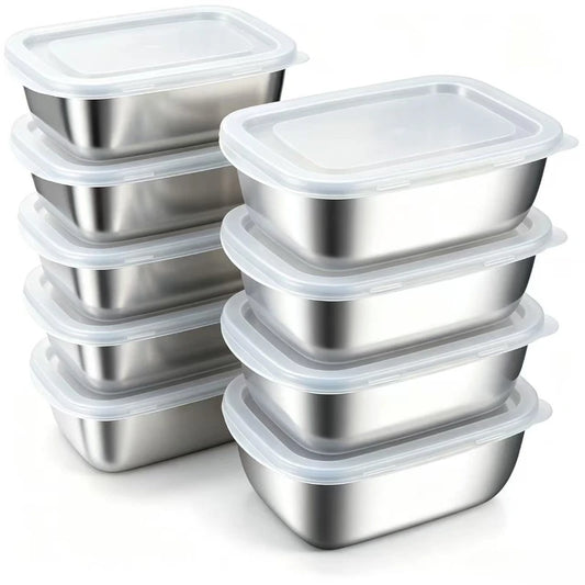 4-Piece Food Grade Stainless Steel Stackable Food Storage