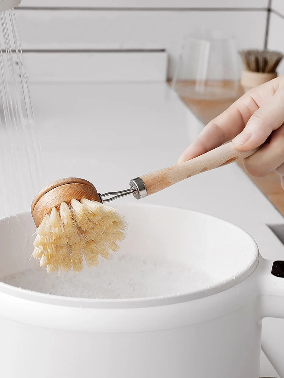 Bamboo Cleaning Brush Natural Dishes Pots Pans Sink