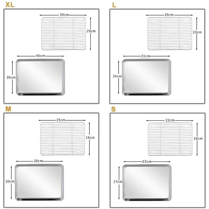 Rectangular Stainless Steel Grill Cookie Baking Pan Removable