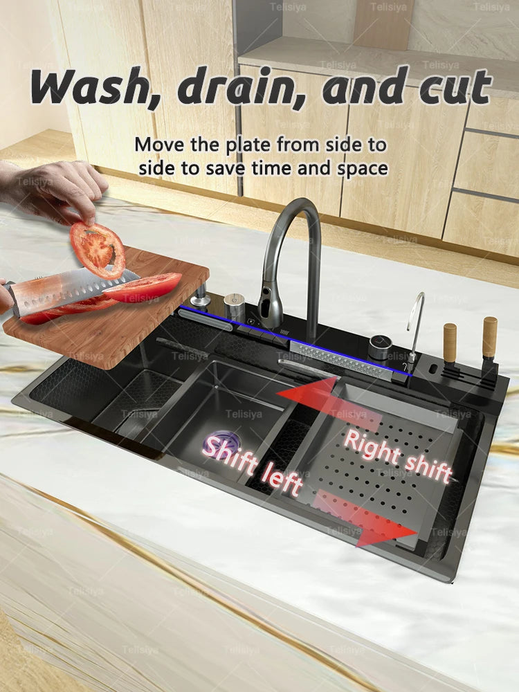 Various Waterfall Sink Stainless Steel Large Slot Digital