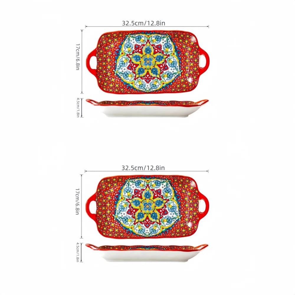 1pc Bohemian Style Ceramic Fish Dish Handle 12