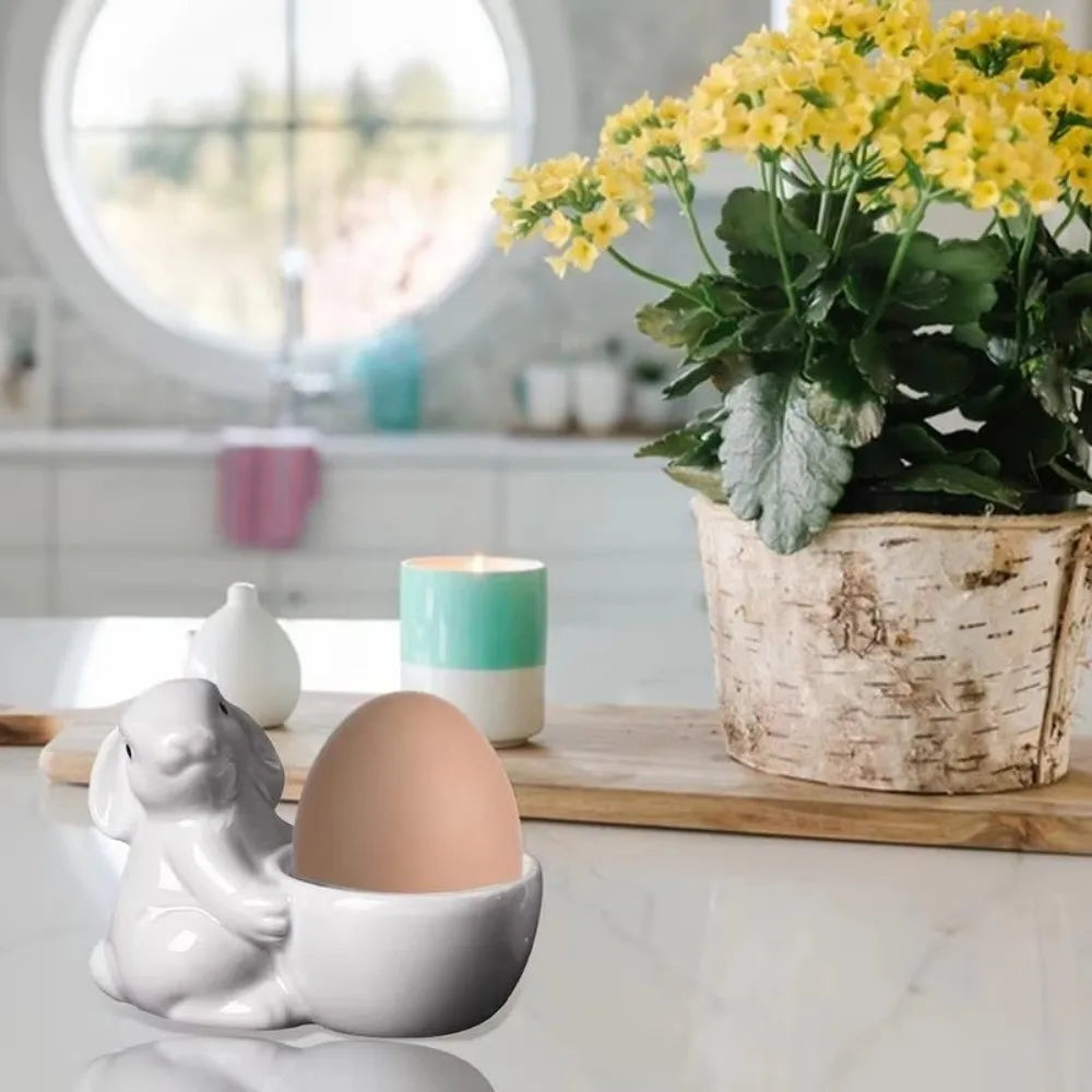 Ceramic Egg Cup Creative Egg Organizer Rabbit Egg