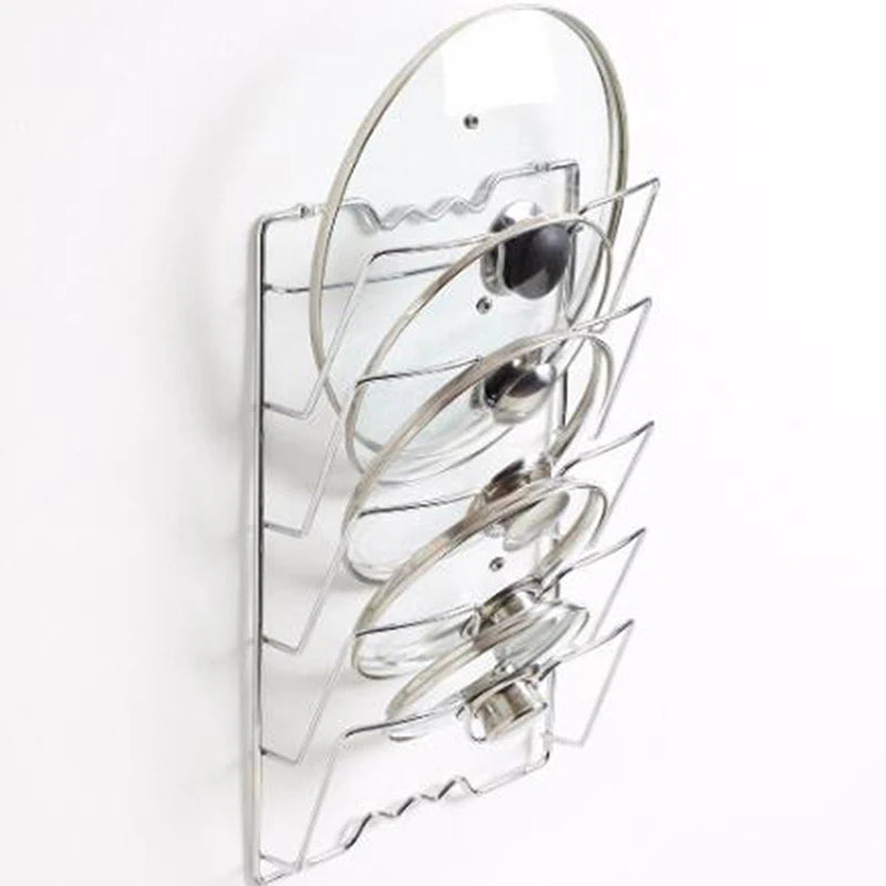 1pcs Stainless Steel Pot Lid Shelf Organizer Pan