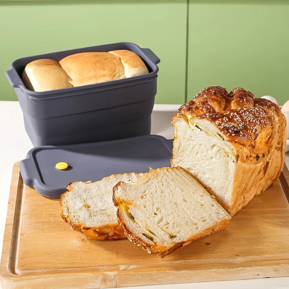 Collapsible Silicone Bread Loaf Pan Lid Nonstick Baking