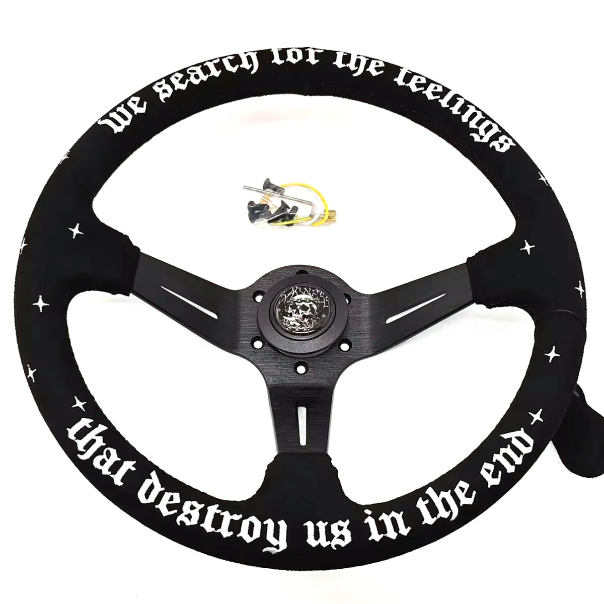 350mm Sports Classic Steering Wheel Holes Black Spoke