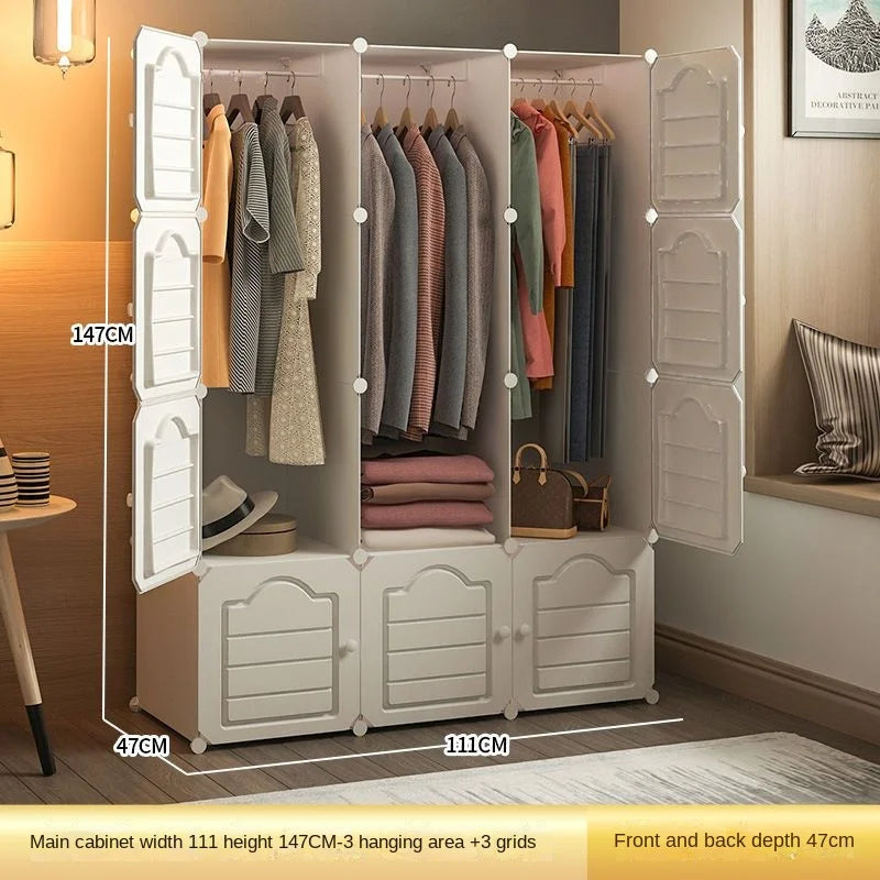 Bedroom Dustproof Clothes Cabinets Plastic Collapsible Durable