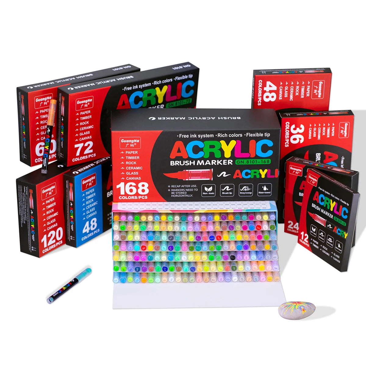Guangna Acrylic Paint Markers Brush Tip Direct-Liquid Ink