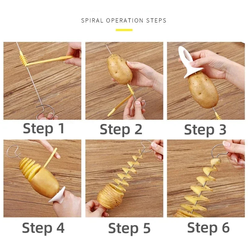 Spiral Potato Cutter Stainless Steel Sticks Spiralizer Chips