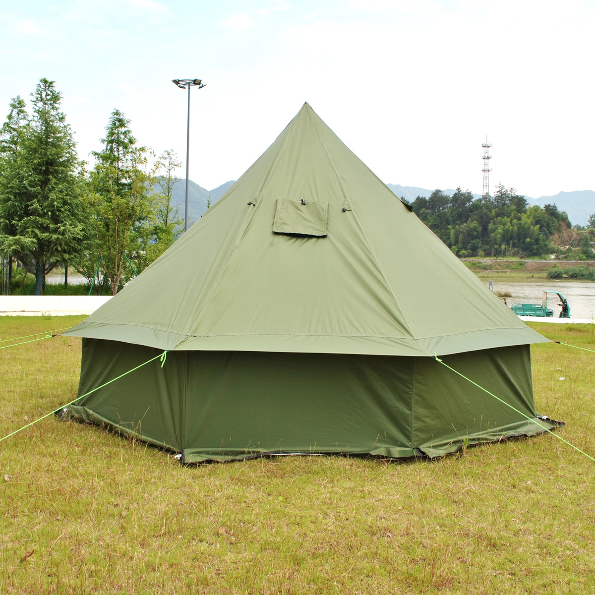 Person Large Pyramid Tent Four Seasons Camping Chimney