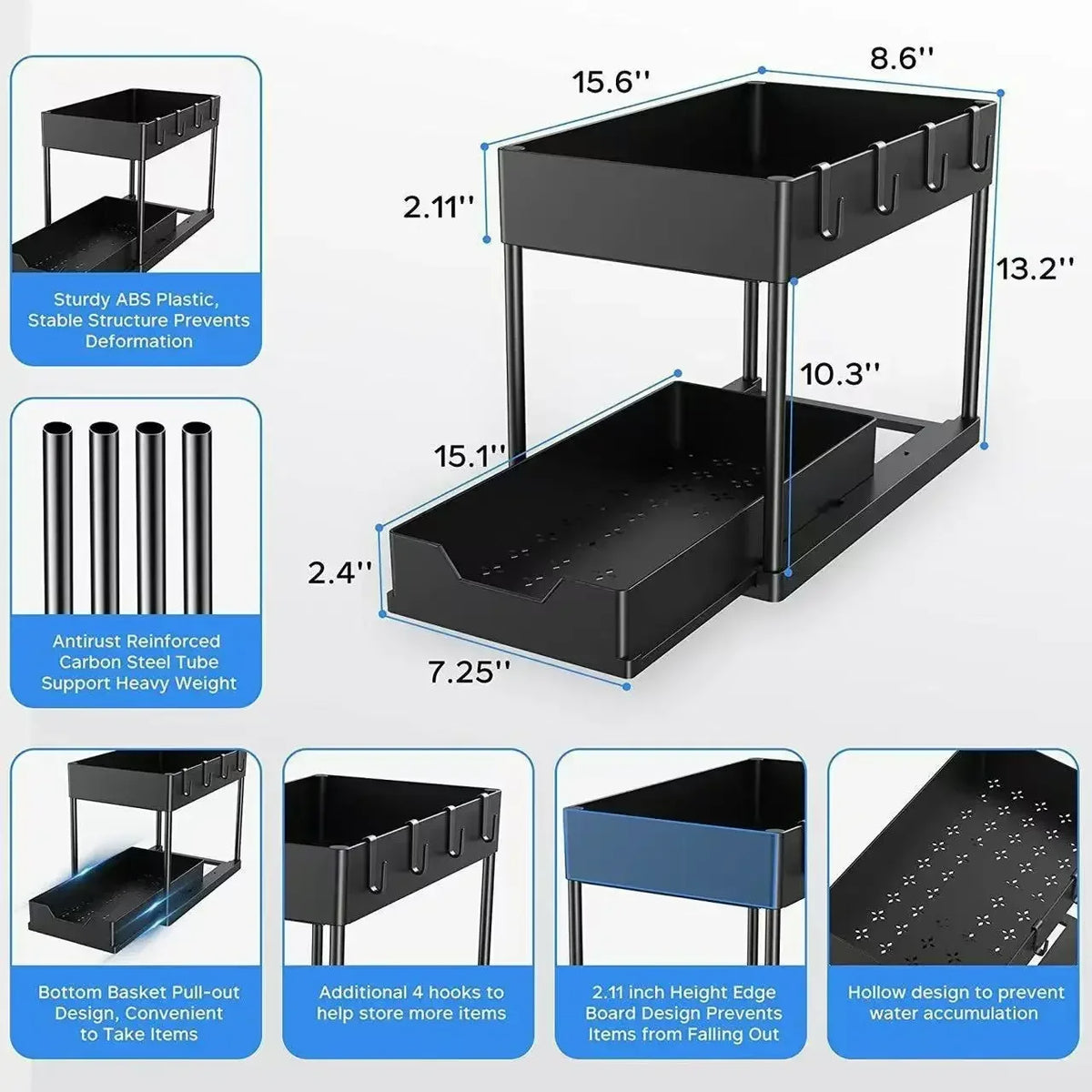 Tier Under Sink Organizer Sliding Cabinet Basket Organizer