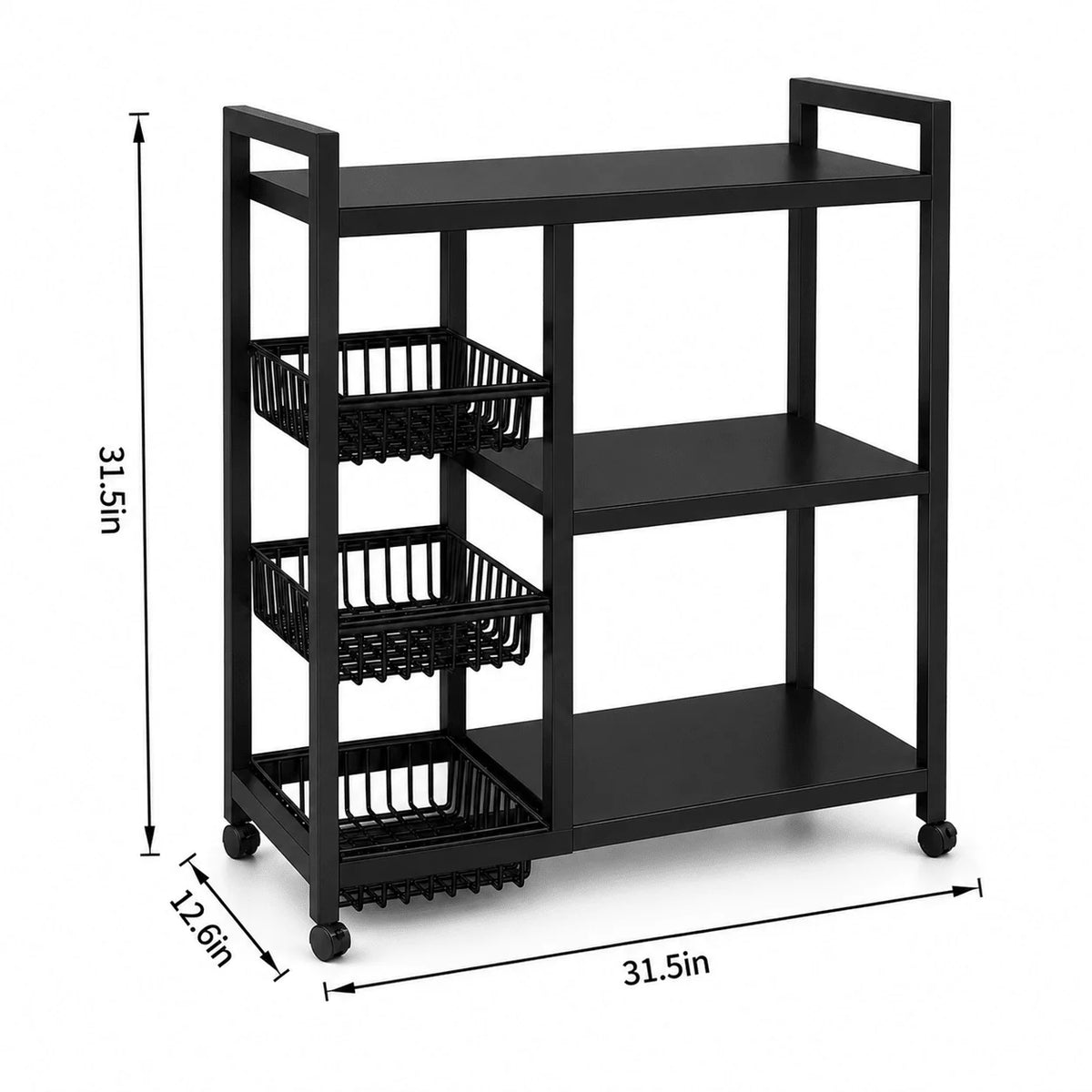 Mobile Storage Rack Adjustable 4-Tier Shelving Unit Wire