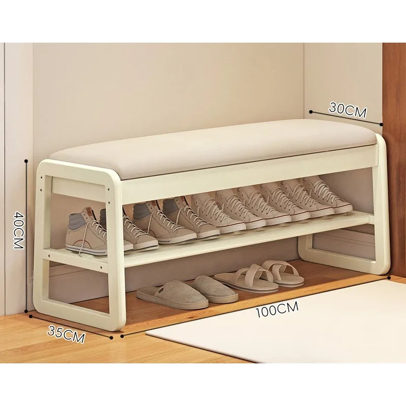 Solid Wood Storage Shoe Exchange Stool Solid Wood