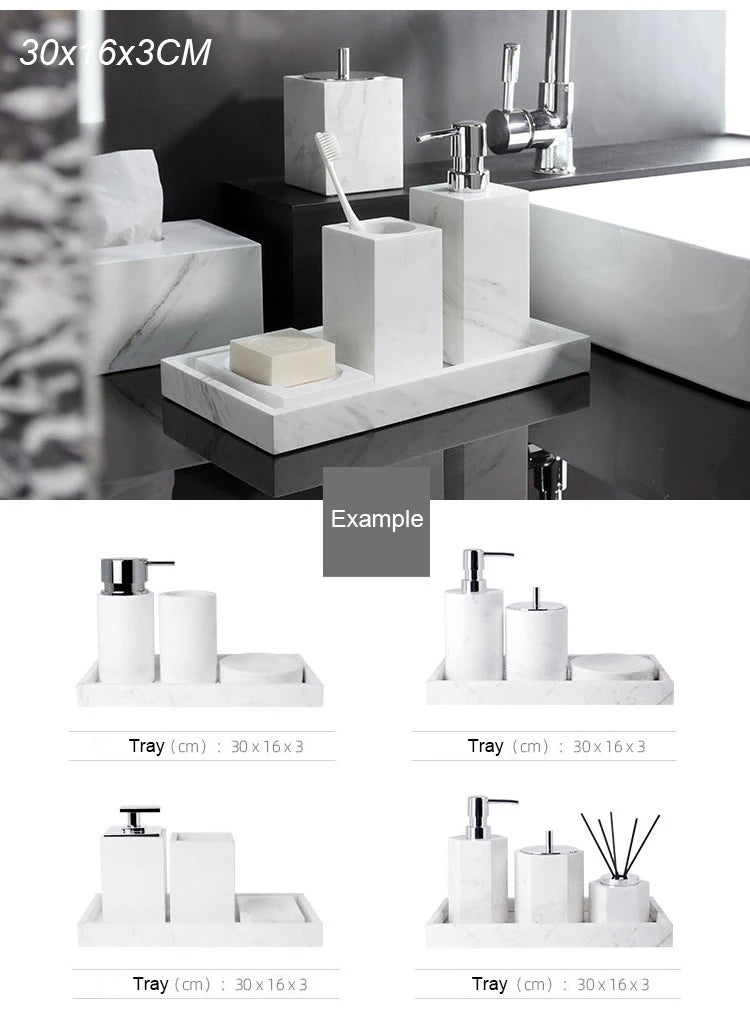 Volakos White Natural Marble Bathroom Soap Dispenser Soap