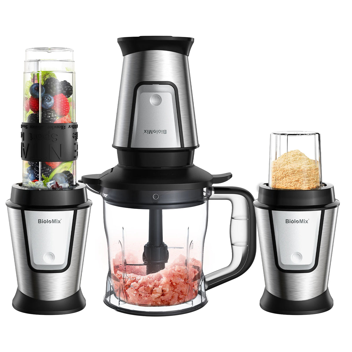 Biolomix 3-In-1 Food Processor 700w Juicer Blender Personal