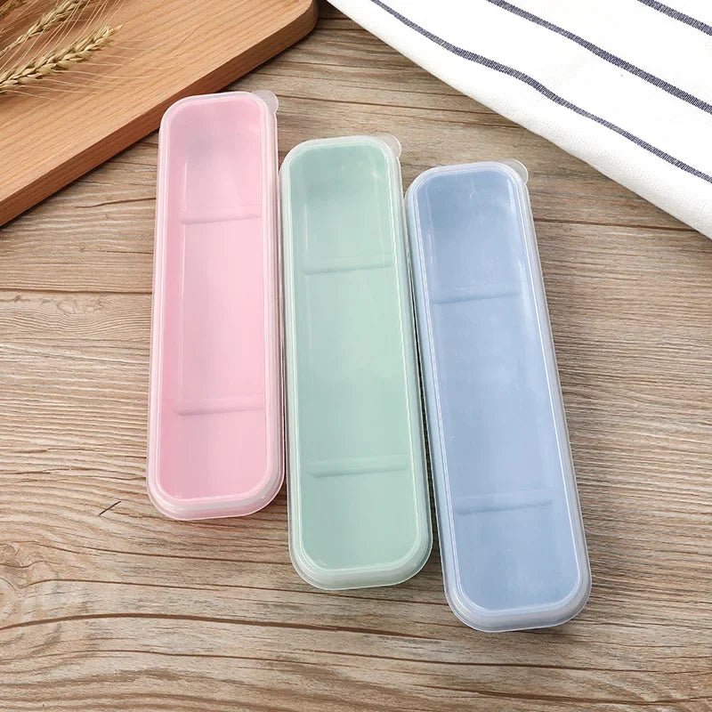 Travel Tableware Storage Box Transparent Cover Utensil Organizer