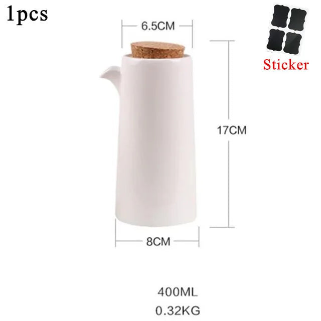 White Porcelain Olive Oil Pot Sauce Vinegar Salt