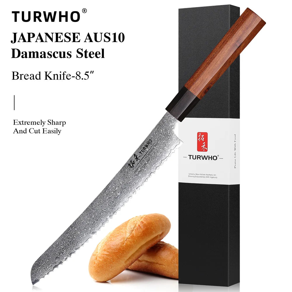 Turwho Hand Forged Japanese Chef Knife Damascus Steel