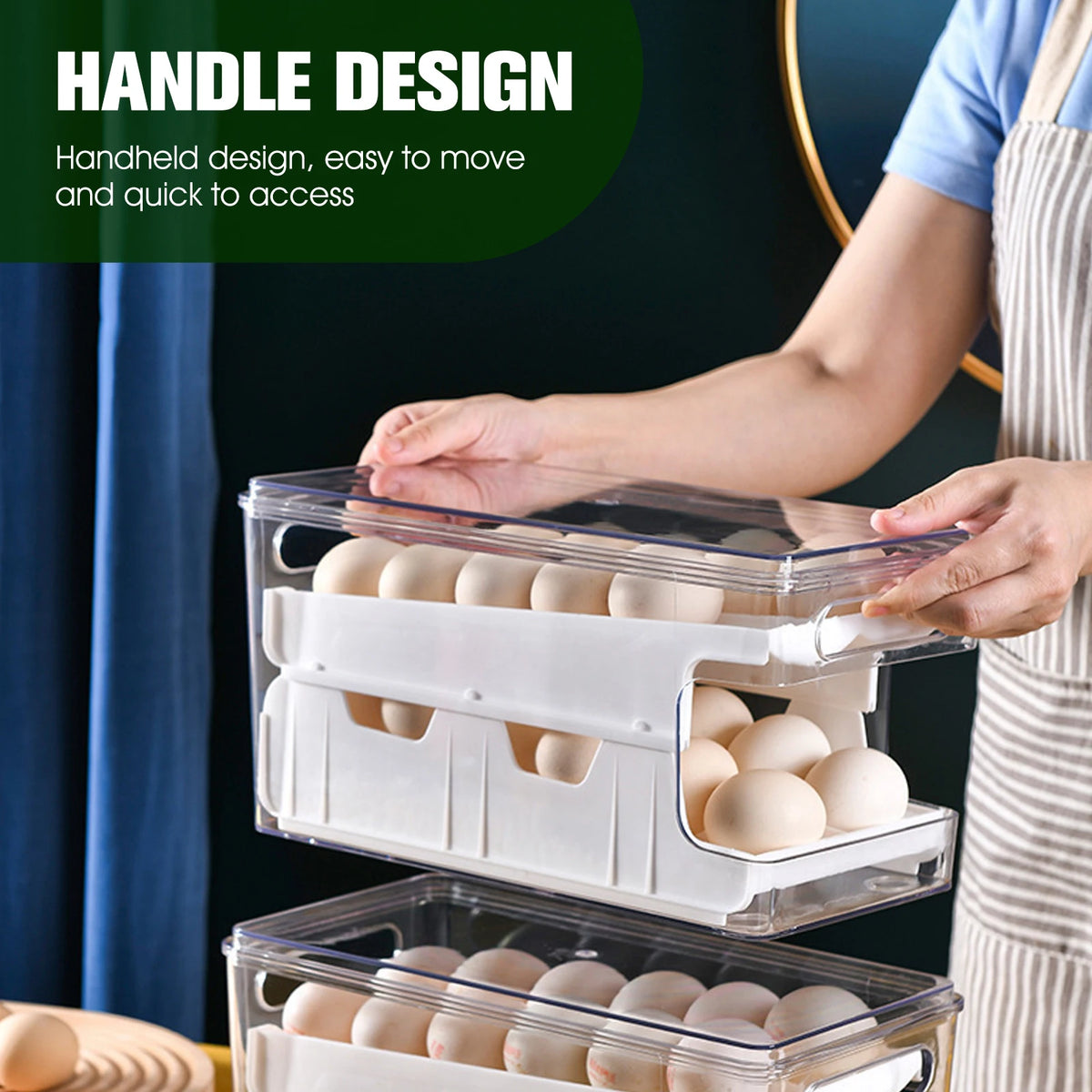 Auto Rolling Egg Holder Refrigerator 2-Layer 24 Egg