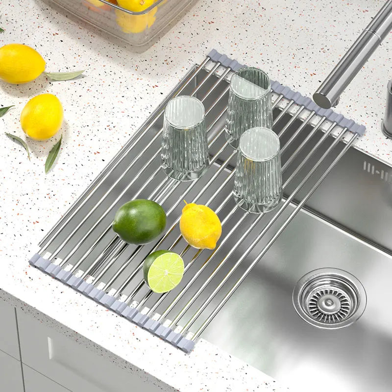 Roll Up Dish Drying Rack Over Sink Stainless