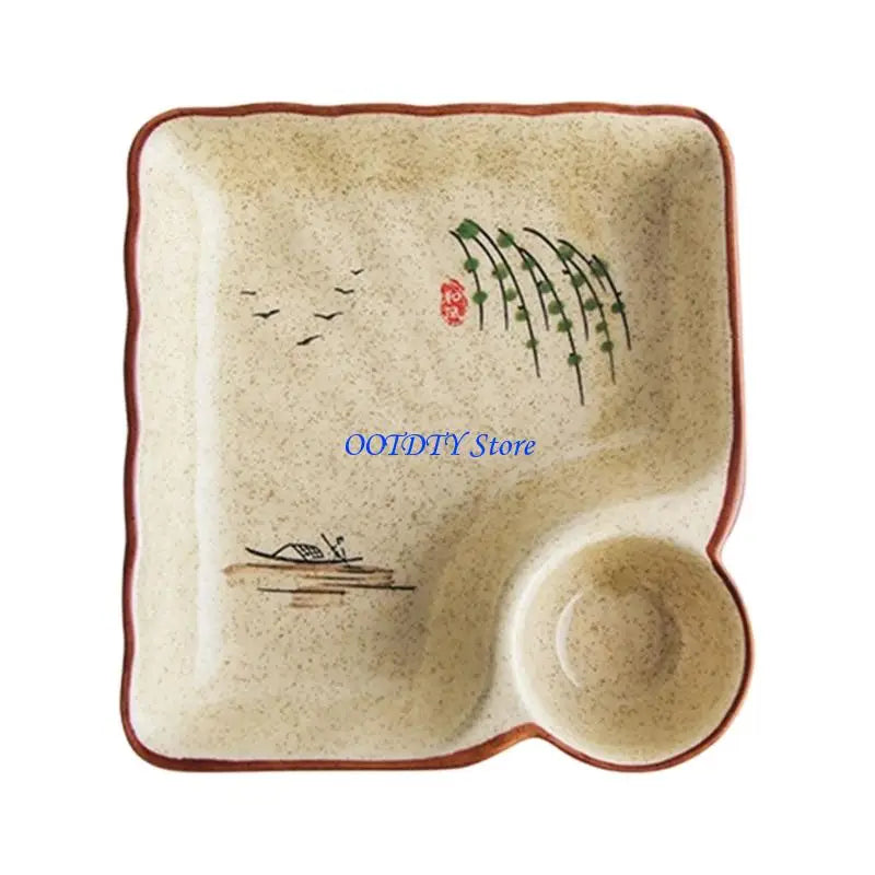 367a Square Ceramic Plate Including Hand Painted Vinegar