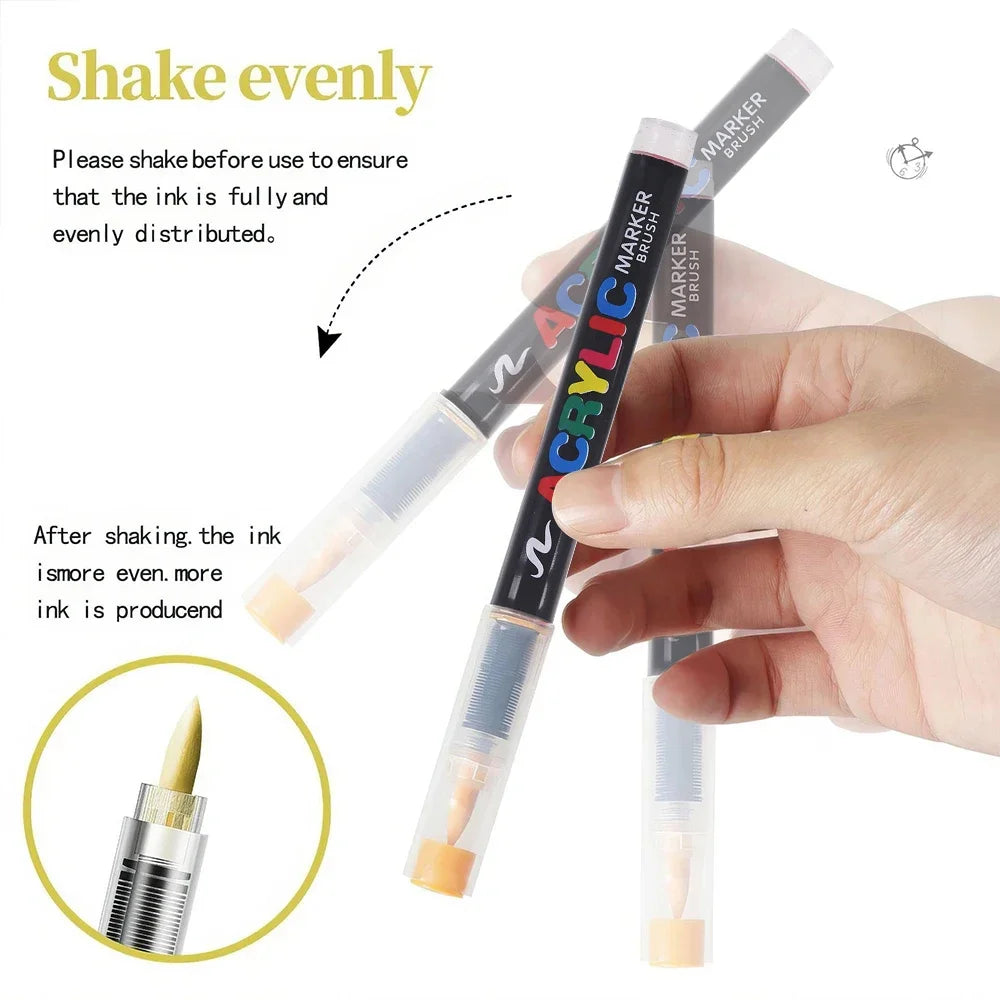12-418 Colors Acrylic Paint Pen Markers Soft Brush