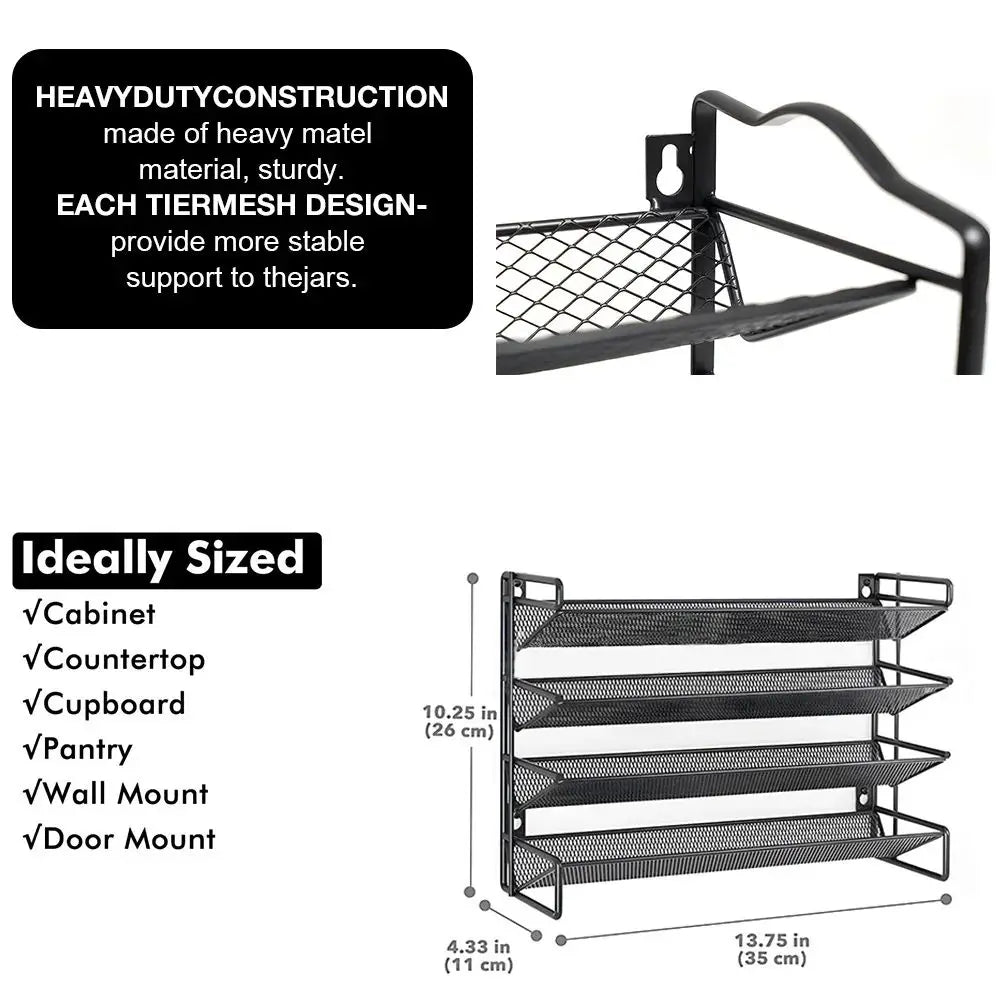 3/4tier Spice Rack Counter Standing Wall Mounted Spice
