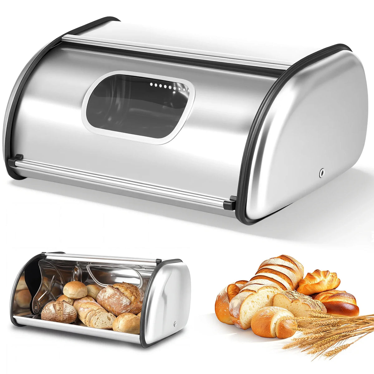 Stainless Steel Bread Box Large Capacity Bread Storage