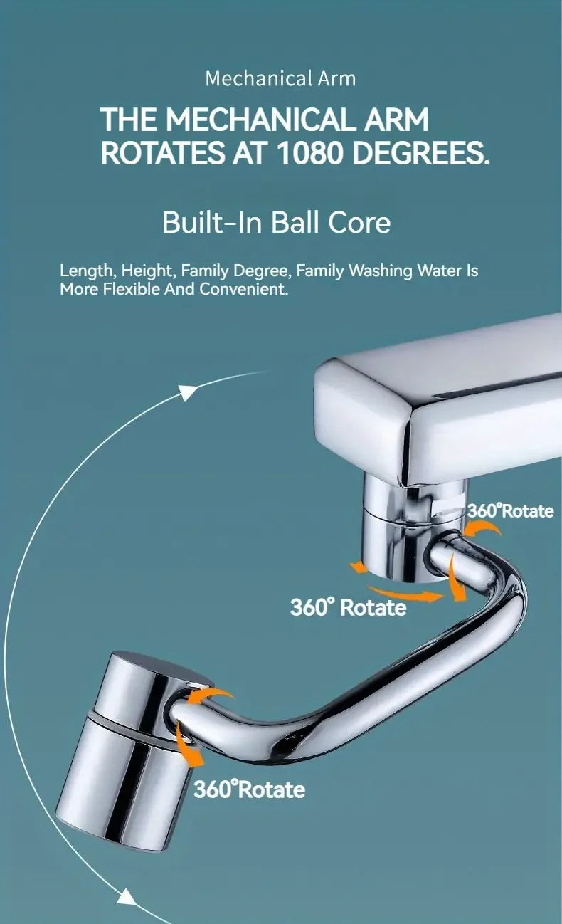 1pc 1080 Swivel Stainless Steel Faucet Extender Universal