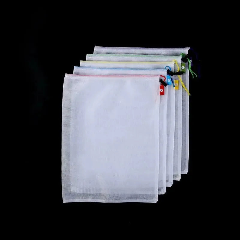 5pcs Reusable Fruit Vegetable Storage Bags Washable Food