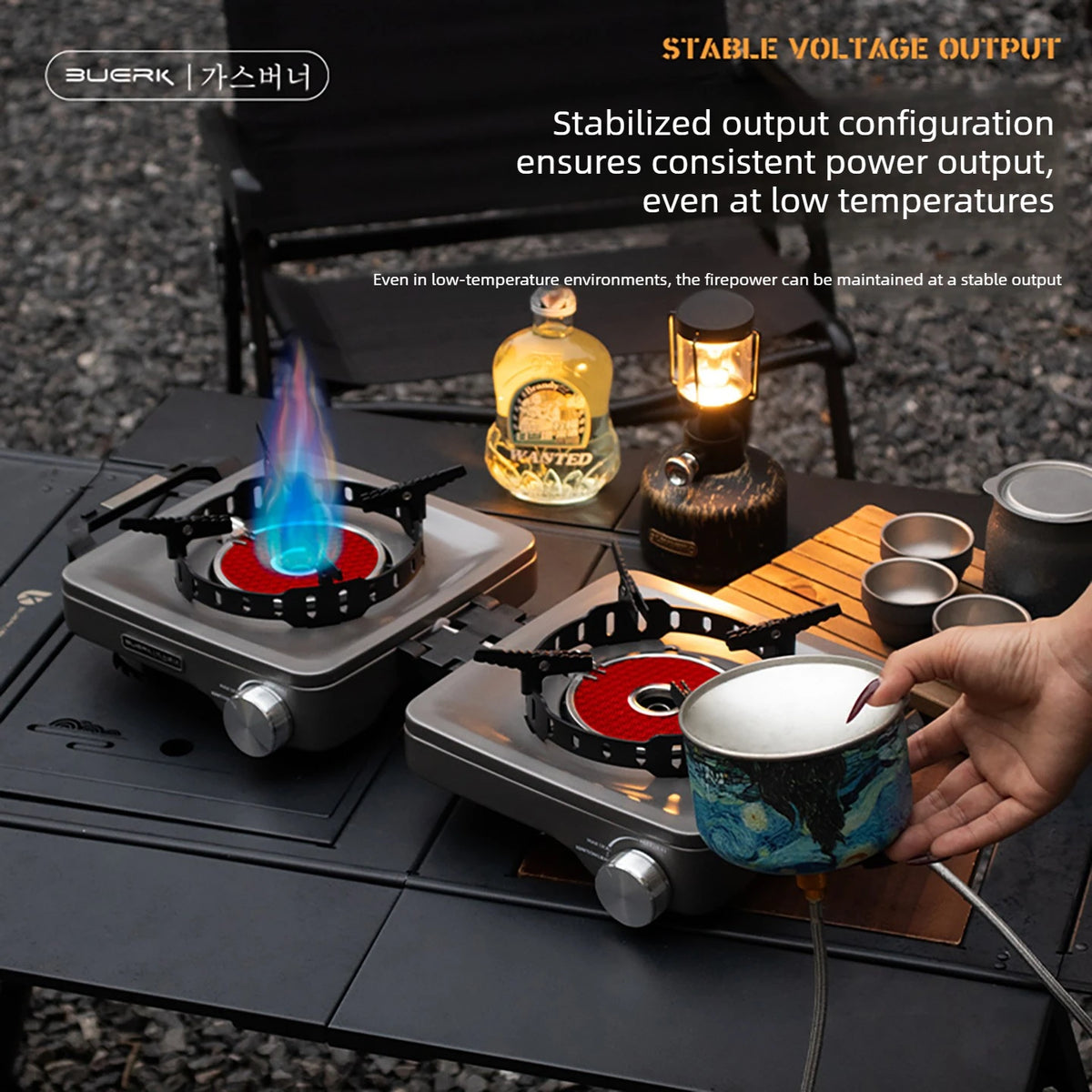 Buerk Camping Stove Gas Stove Dual Burner Foldable