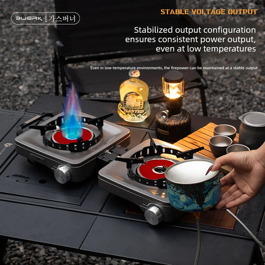 Buerk Camping Stove Gas Stove Dual Burner Foldable