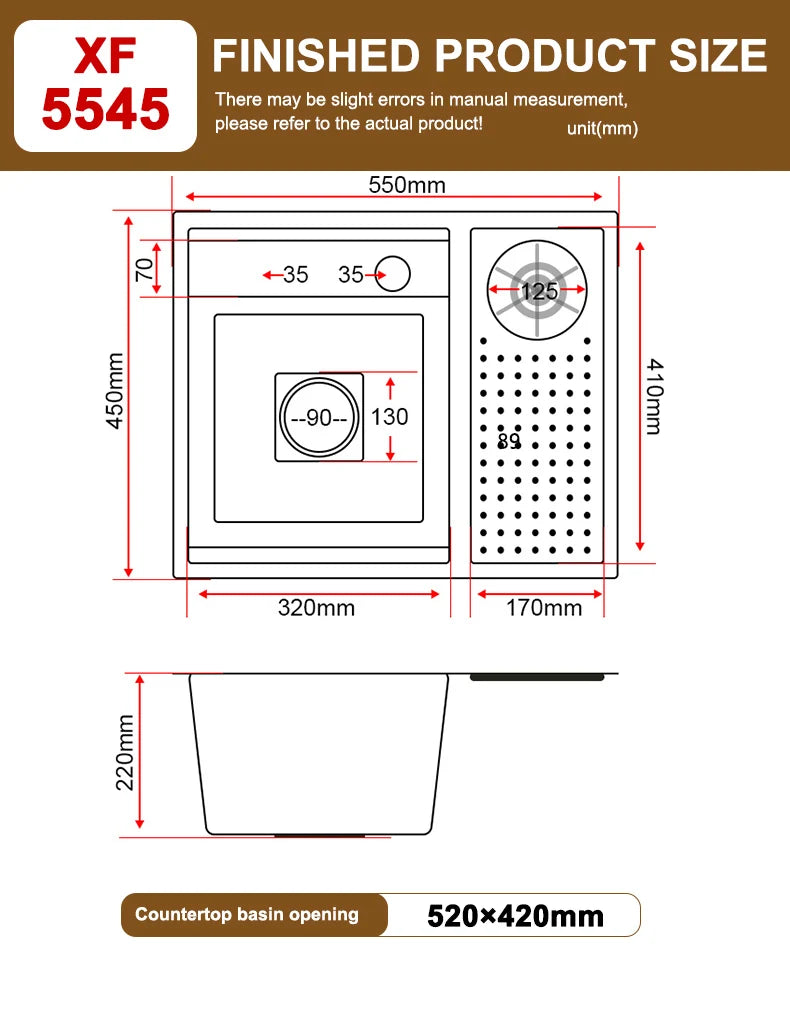 Stainless Steel Hidden Sink Lid Balcony Bar Apartment