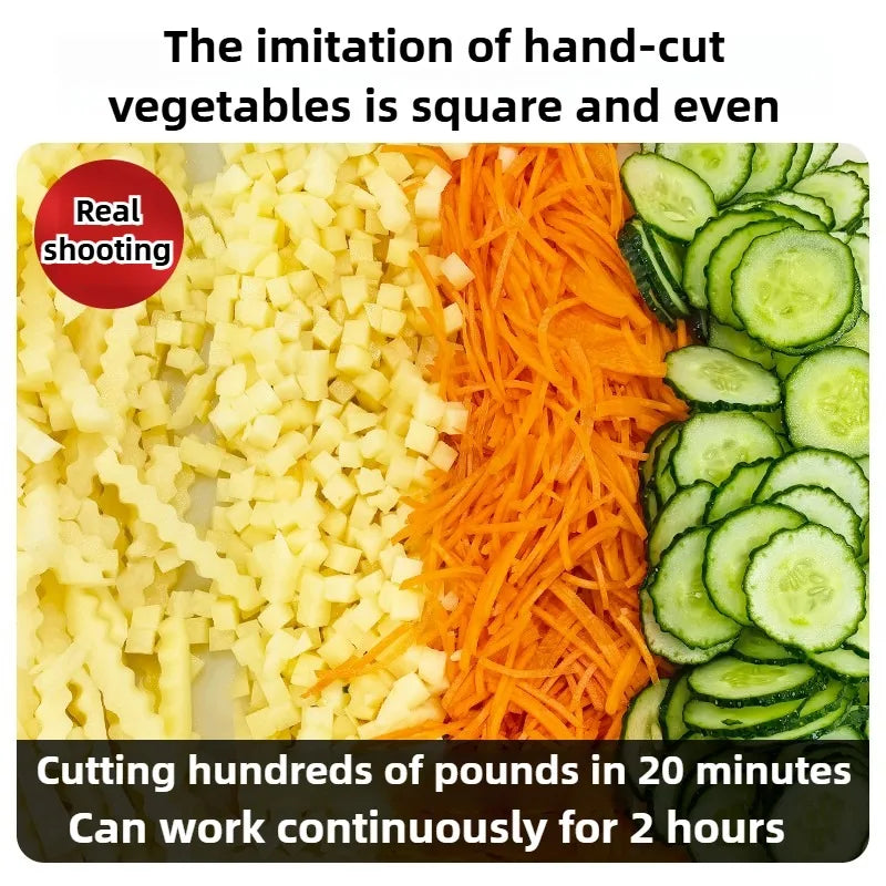Commercial Double Spout Vegetable Cutter In Dicing Shredding