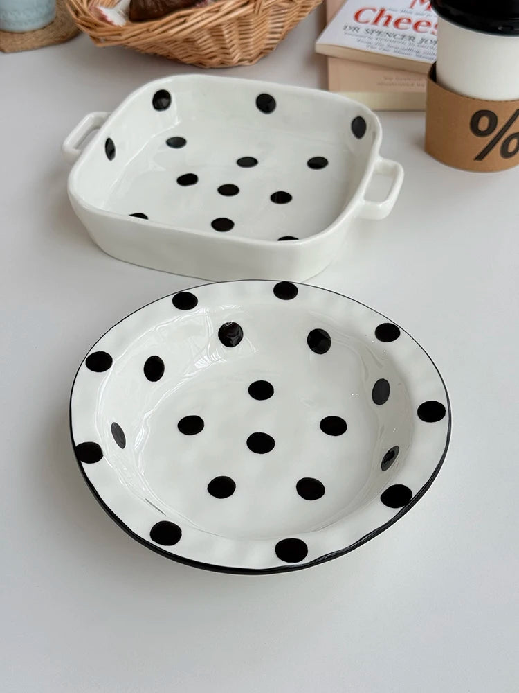 Hebden Style Creative Irregular Ceramic Diningware Black White