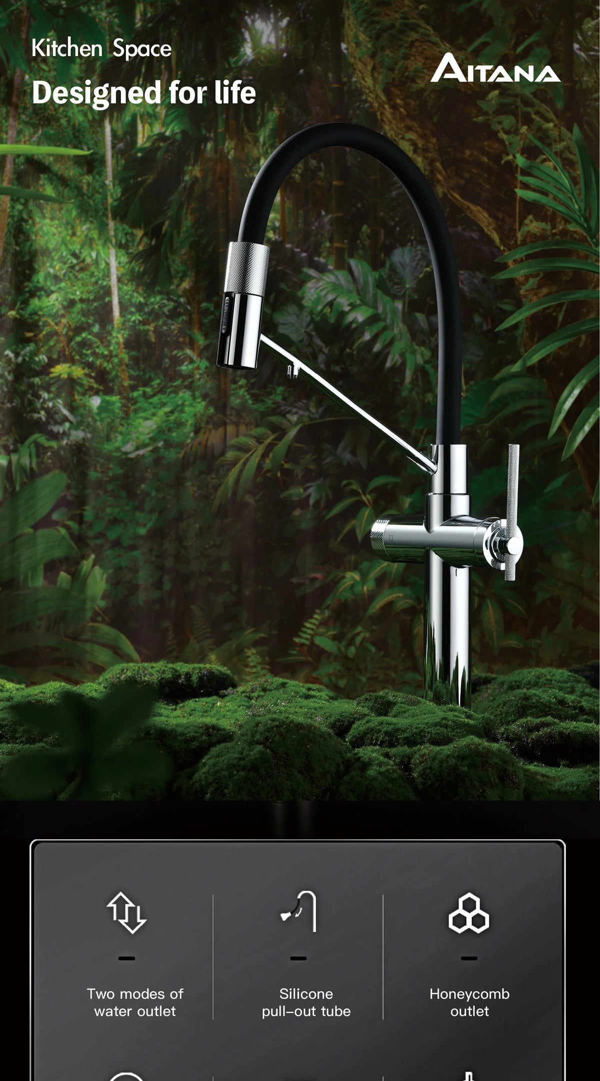 Aitana Brushed Rose Gold Pull-Out Faucet Luxury Drinking
