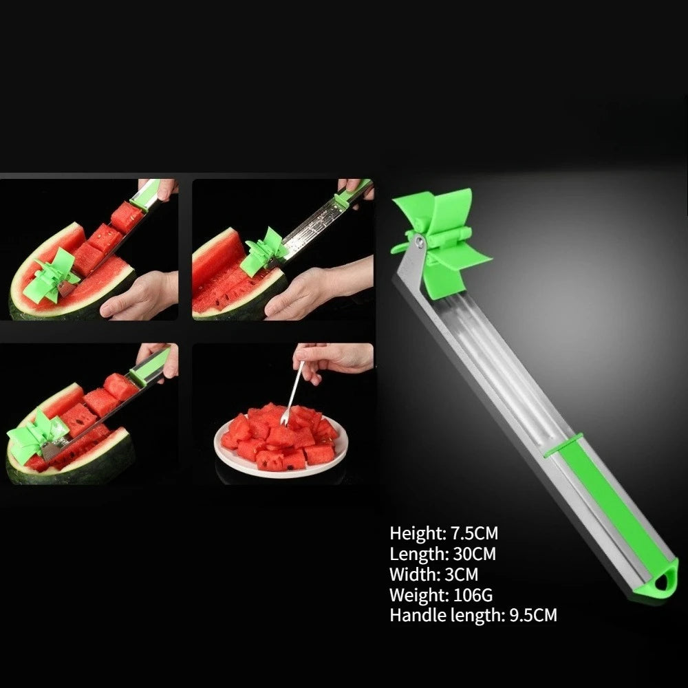 Watermelon Slicer Cut Pieces Stainless Steel Wooden-Handled Knife